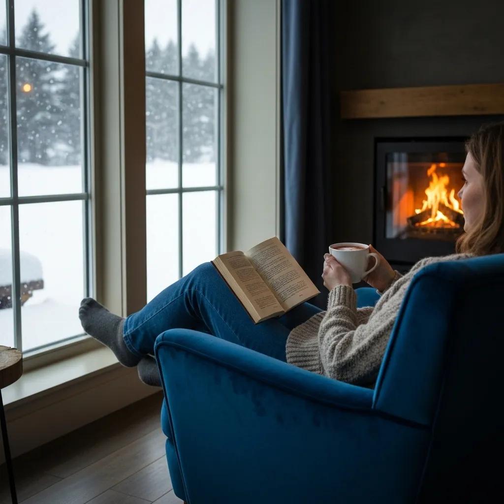 Cozy winter scene of a person in a warm car using a remote key start system